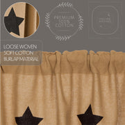 Burlap w/Black Stencil Stars Prairie Swag Set of 2 36x36x18