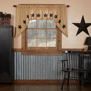 Burlap w/Black Stencil Stars Swag Set of 2 36x36x16