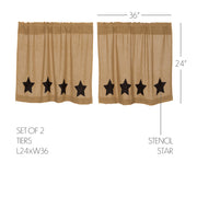 Burlap w/Black Stencil Stars Tier Set of 2 L24xW36