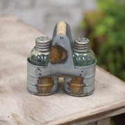 Galvanized Salt & Pepper Caddy with Shakers