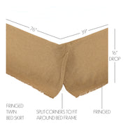 Burlap Natural Fringed Twin Bed Skirt 39x76x16