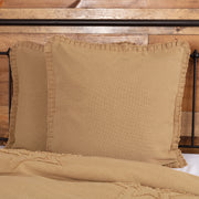 Burlap Natural Fabric Euro Sham w/ Fringed Ruffle 26x26