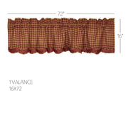 Burgundy Check Scalloped Layered Valance 16x72