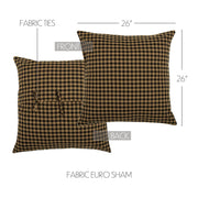 Black Check Fabric Euro Sham 26x26