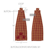 Burgundy Star Button Loop Kitchen Towel