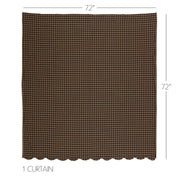 Black Check Scalloped Shower Curtain 72x72