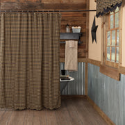 Black Check Scalloped Shower Curtain 72x72