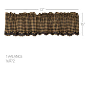 Black Check Scalloped Layered Valance 16x72