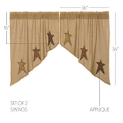 Stratton Burlap Applique Star Swag Set of 2 36x36x16