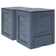 vidaXL Garden Composters 2 pcs Gray 23.6"x23.6"x28.7" 137.4 gal