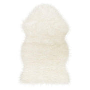 White 2' x 3' Natural Sheepskin Fur Area Rug