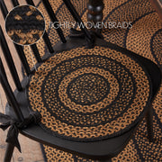 Black & Tan Jute Chair Pad 15 inch Diameter Set of 6