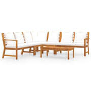 vidaXL 6 Piece Patio Lounge Set with Cushion Cream Solid Acacia Wood