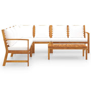 vidaXL 6 Piece Patio Lounge Set with Cushion Cream Solid Acacia Wood