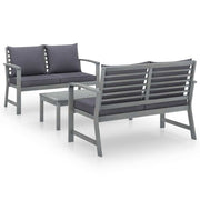 vidaXL 3 Piece Garden Lounge Set with Cushion Solid Acacia Wood Gray