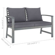 vidaXL 3 Piece Garden Lounge Set with Cushion Solid Acacia Wood Gray