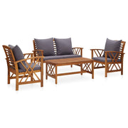 vidaXL 4 Piece Patio Lounge Set with Cushions Solid Acacia Wood