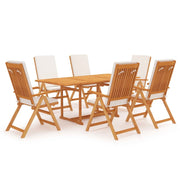 vidaXL 7 Piece Patio Dining Set with Cushions Solid Teak Wood