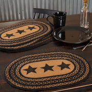 Farmhouse Jute Placemat Stencil Stars Set of 6 12x18