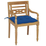 vidaXL Batavia Chairs 2 pcs with Blue Cushions Solid Teak Wood