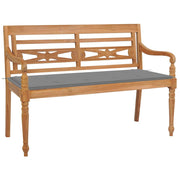 vidaXL Batavia Bench with Gray Cushion 47.2" Solid Teak Wood