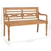 vidaXL Batavia Bench with Cream Cushion 47.2" Solid Teak Wood