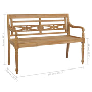 vidaXL Batavia Bench with Anthracite Cushion 47.2" Solid Teak Wood