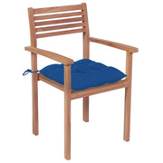 vidaXL Patio Chairs 2 pcs with Blue Cushions Solid Teak Wood