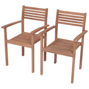 vidaXL Patio Chairs 2 pcs with Blue Cushions Solid Teak Wood