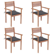 vidaXL Patio Chairs 4 pcs with Anthracite Cushions Solid Teak Wood