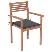 vidaXL Patio Chairs 4 pcs with Anthracite Cushions Solid Teak Wood