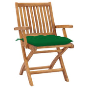 vidaXL Patio Chairs 2 pcs with Green Cushions Solid Teak Wood