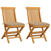 vidaXL Patio Chairs with Beige Cushions 2 pcs Solid Teak Wood