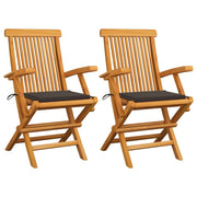 vidaXL Patio Chairs with Taupe Cushions 2 pcs Solid Teak Wood