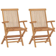 vidaXL Patio Chairs with Beige Cushions 2 pcs Solid Teak Wood