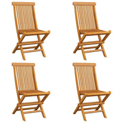 vidaXL Patio Chairs with Wine Red Cushions 4 pcs Solid Teak Wood