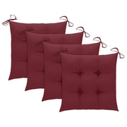 vidaXL Patio Chairs with Wine Red Cushions 4 pcs Solid Teak Wood