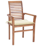 vidaXL Dining Chairs 2 pcs with Cream Cushions Solid Teak Wood