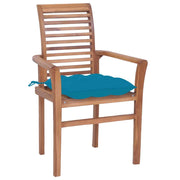 vidaXL Dining Chairs 4 pcs with Light Blue Cushions Solid Teak Wood