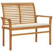 vidaXL Patio Bench with Cream Cushion 44.1" Solid Teak Wood