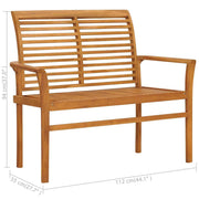 vidaXL Patio Bench with Cream Cushion 44.1" Solid Teak Wood