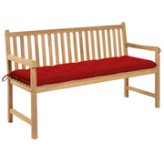 vidaXL Patio Bench with Red Cushion 59.1" Solid Teak Wood