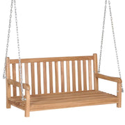 vidaXL Swing Bench with Blue Cushion 47.2" Solid Wood Teak