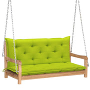 vidaXL Swing Bench with Bright Green Cushion 47.2" Solid Wood Teak