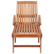 vidaXL Sun Lounger with Blue Cushion Solid Teak Wood