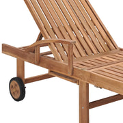 vidaXL Sun Lounger with Blue Cushion Solid Teak Wood