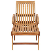 vidaXL Sun Lounger with  Table and Cushion Solid Teak Wood