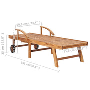 vidaXL Sun Lounger with  Table and Cushion Solid Teak Wood