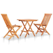 vidaXL Bistro Set Natural Brown, Grey Cushions Teak Wood, Polyester Cushion