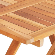 vidaXL Bistro Set Natural Brown, Grey Cushions Teak Wood, Polyester Cushion